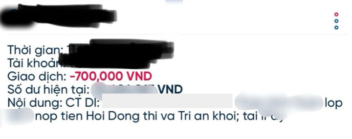 Hình ảnh chuyển khoản được phụ huynh cung cấp.