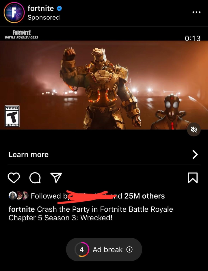 Đồng hồ bấm giờ hiện lên, bắt người dùng xem hết mội quảng cáo. (Ảnh: Reddit)