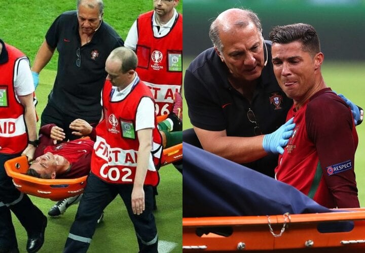 Dù được các bác sĩ chăm sóc nhưng Ronaldo chỉ có thể thi đấu thêm ít phút. CR7 rời sân ở phút 25 và người ta thêm lần nữa thấy giọt nước mắt lăn trên khuôn mặt của cầu thủ này.