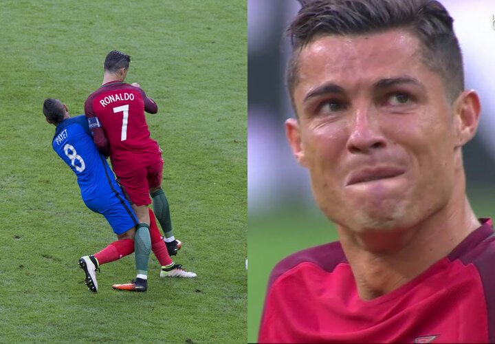 Chung kết EURO 2016 là trận đấu đầy cảm xúc với cá nhân Cristiano Ronaldo. Ngôi sao người Bồ Đào Nha khóc sau pha va chạm với cầu thủ của đội tuyển Pháp, Dimitri Payet. Đó là tình huống khiến Ronaldo bị chấn thương và không thể tiếp tục thi đấu.
