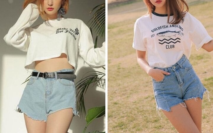 Với những chuyến đi biển, đi dã ngoại hoặc dạo phố, các nàng yêu thích phong cách Hàn Quốc có thể diện sơ mi với quần short jeans.