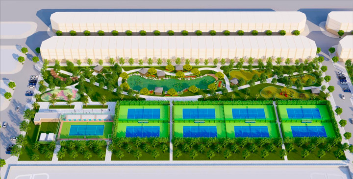 Tổ hợp sân tennis được đầu tư tại Vinhomes Ocean Park 2 sẽ mang tới đặc quyền mới cho cư dân (ảnh minh họa tiện ích).
