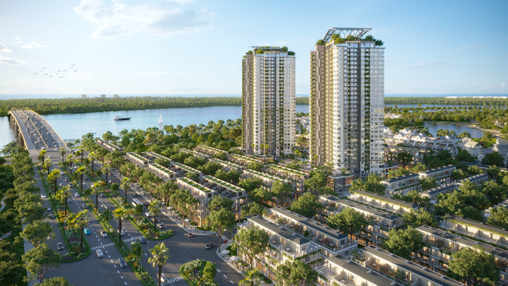 Tòa tháp Seaview Residences nằm trong đại công viên xanh Eco Central Park.