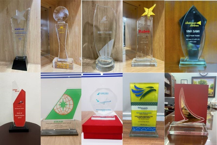 Một phần nhỏ trong bộ giải thưởng Nam Thanh Travel đã đạt được trong nhiều năm qua (Nguồn: Nam Thanh Travel).