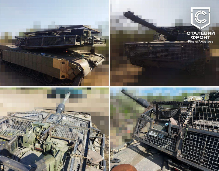 Xe tăng M1 Abrams của Ukraine được gắn thêm giáp lồng để chống lại UAV.