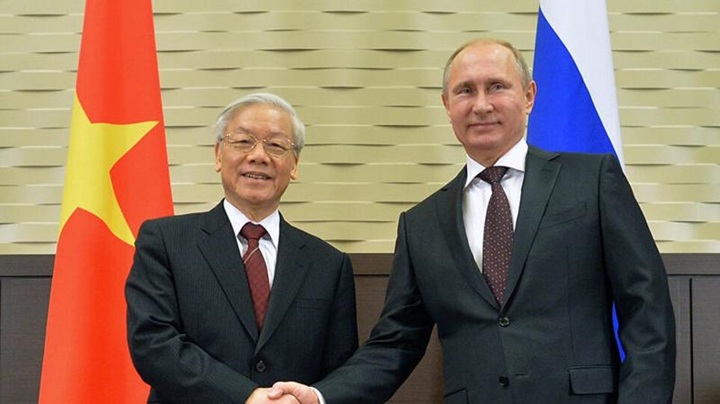 Tổng thống Vladimir Putin và Tổng Bí thư Nguyễn Phú Trọng vào tháng 9/2018. (Ảnh: Spunik)