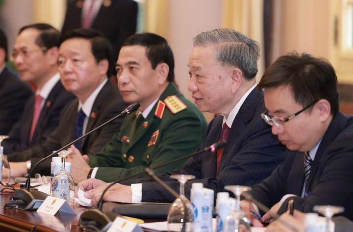 Chủ tịch nước Tô Lâm phát biểu tại cuộc hội đàm.