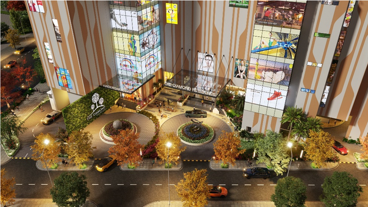 Lối vào sảnh cư dân tại tổ hợp The Diamond Residence.