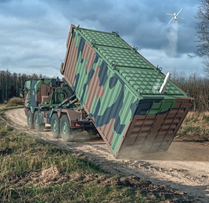 Bản vẽ đầy đủ về hệ thống phóng container phóng các loại UAV Hero của Rheinmetall.