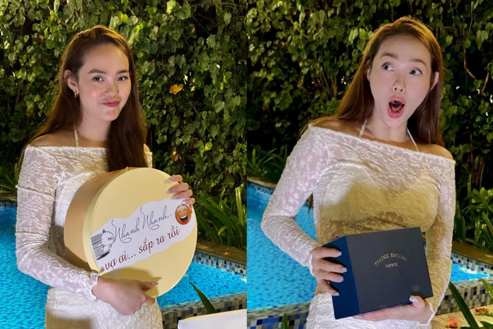 Người đẹp nhận được món quà bất ngờ từ chồng là ''vàng nguyên khối''.