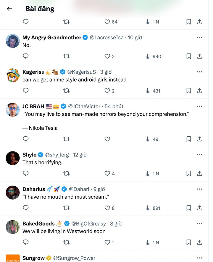 Nhiều bình luận trên X tỏ ra không thoải mái với phát minh này.