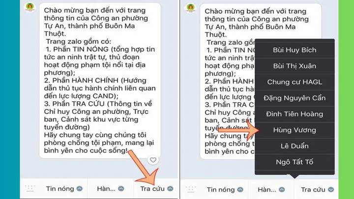 Cách tra cứu số điện thoại Cảnh sát khu vực bằng Zalo - 2