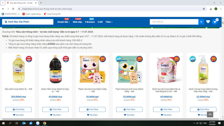 Các chương trình khuyến mại được Co.op Online tổ chức liên tục.