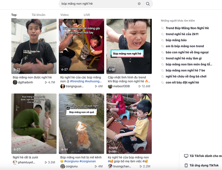 Trào lưu "búp măng non" nổi rần rần trên mạng xã hội Tiktok.