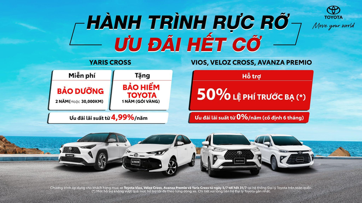 Ưu đãi hấp dẫn dành cho 4 mẫu xe của Toyota trong tháng 7