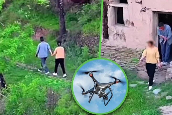 Jing dùng flycam phát hiện vợ ngoại tình với sếp. (Ảnh: SCMP)