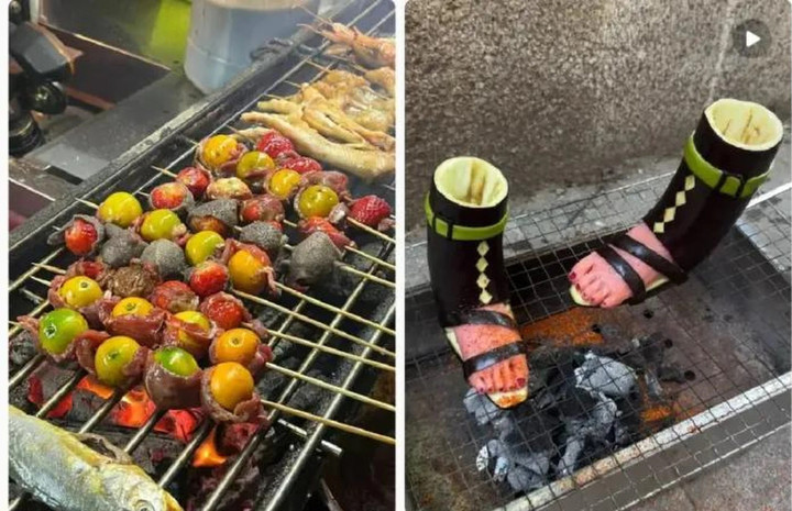 Muôn hình vạn trạng các món nướng độc đáo. (Ảnh: Sina)