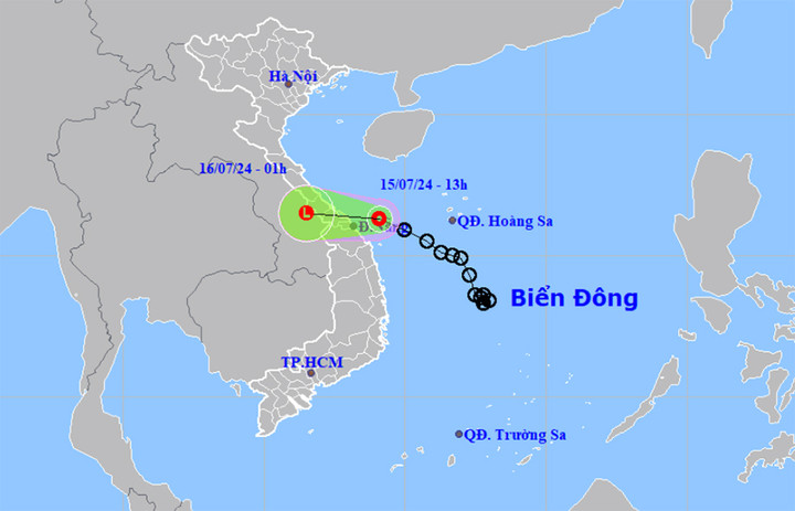 Dự báo đường đi của áp thấp nhiệt đới. (Nguồn: Trung tâm Dự báo khí tượng thủy văn quốc gia)
