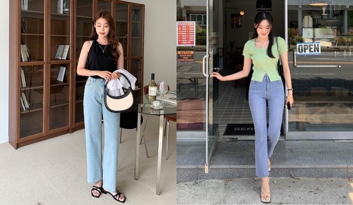 Quần jeans kết hợp với sandal giúp các quý cô có thêm điểm sành điệu.