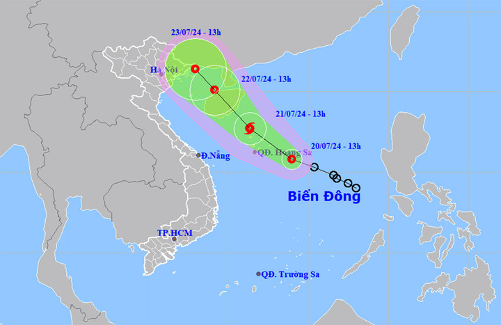 Dự báo đường đi của áp thấp nhiệt đới. (Nguồn: NCMHF)
