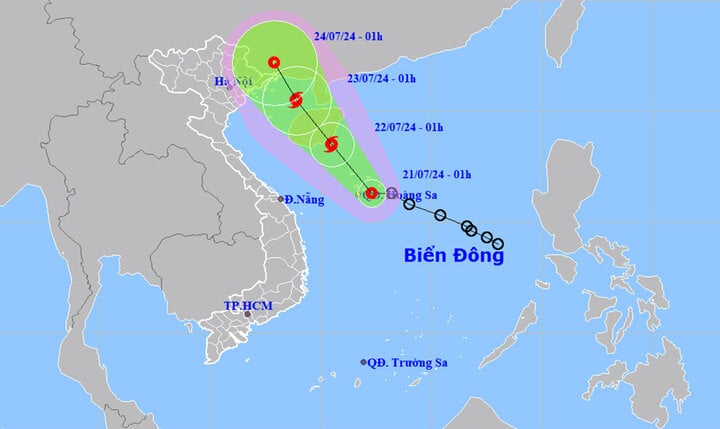 Áp thấp nhiệt đới giật cấp 9 trên vùng biển quần đảo Hoàng Sa. (Nguồn: NCMHF)