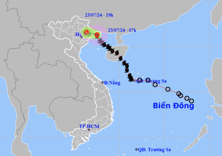 Dự báo đường đi của áp thấp nhiệt đới. (Ảnh: NCHMF)