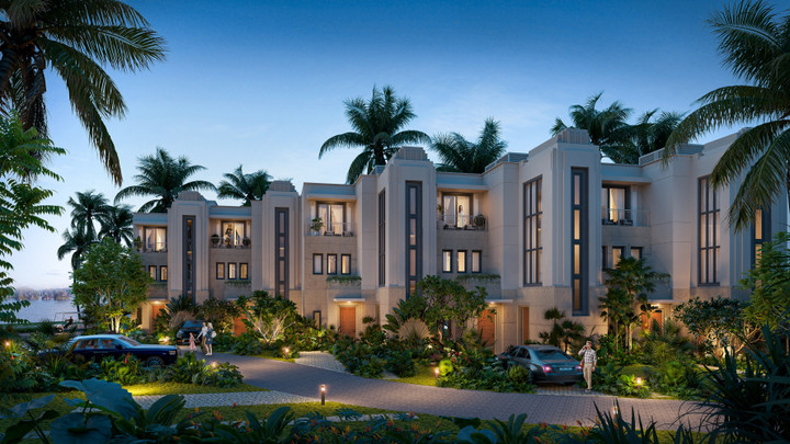 Kiến trúc Art Deco của những biệt thự Lagoon Residences nổi bật trên những thảm xanh nhiệt đới. (Ảnh: BIM Land)