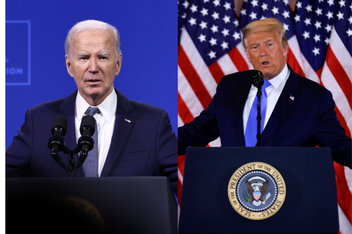 Tổng thống Mỹ Joe Biden (trái) và ông Donald Trump (phải).