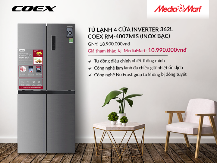 Top 5 tủ lạnh 4 cửa, Side by Side Inverter đang xả hàng giá từ 10,99 triệu đồng - 2