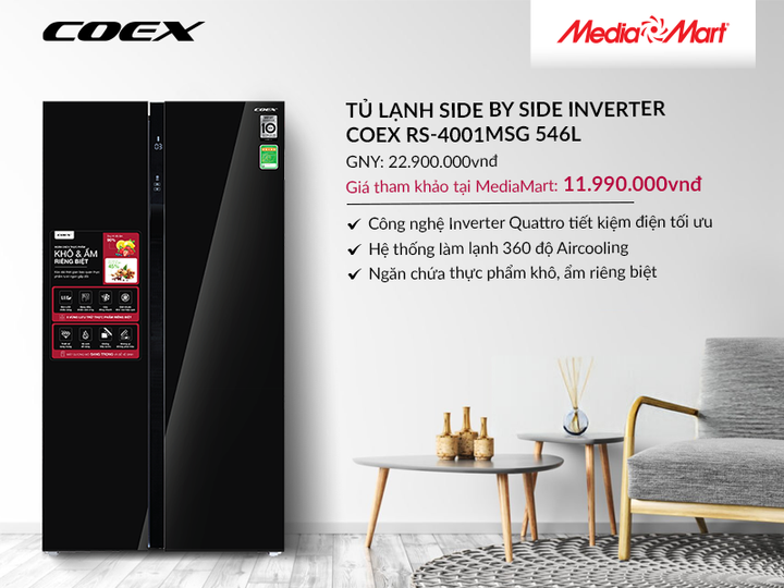 Top 5 tủ lạnh 4 cửa, Side by Side Inverter đang xả hàng giá từ 10,99 triệu đồng - 5