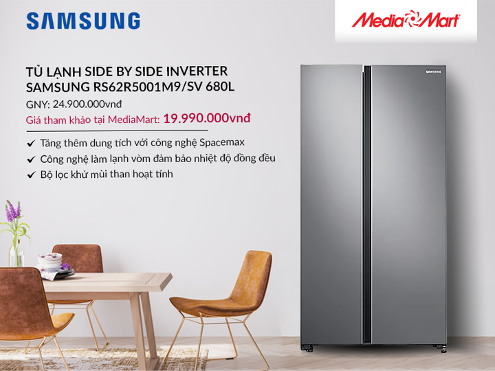 Top 5 tủ lạnh 4 cửa, Side by Side Inverter đang xả hàng giá từ 10,99 triệu đồng - 6