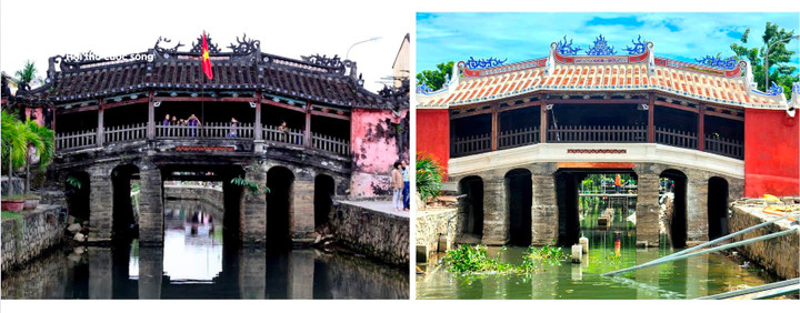 Chùa Cầu trước và sau trùng tu.