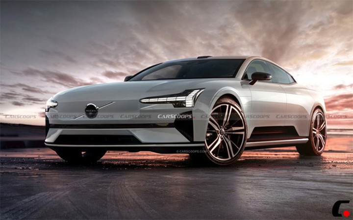 Bản vẽ mô phỏng thiết kế của chiếc sedan điện Volvo ES60. Ảnh: Carscoops.