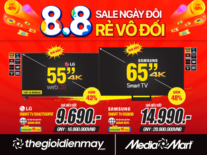 8/8 - MediaMart sale ngày đôi - rẻ vô đối tới 50% - 2