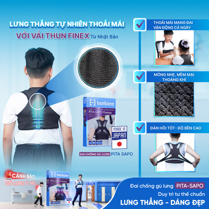 Chất liệu của đai chống gù lưng bonbone Ptita - Sapo.