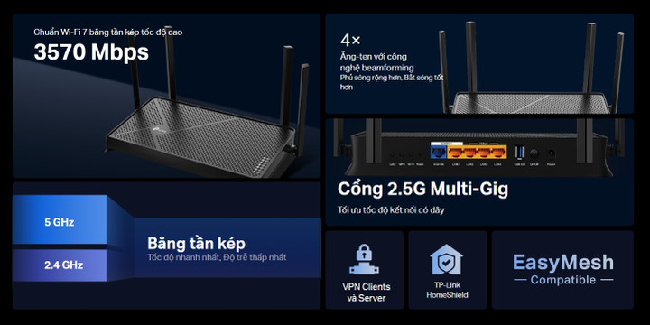 TP-Link Archer BE230 - Router Wi-Fi 7 đầu tiên ra mắt tại Việt Nam - 1