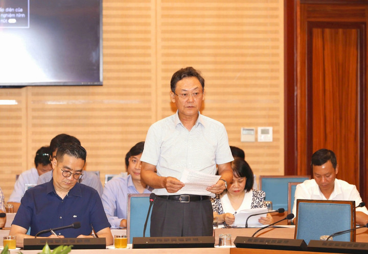 Giám đốc Sở Kế hoạch và Đầu tư Lê Anh Quân báo cáo tại phiên họp.