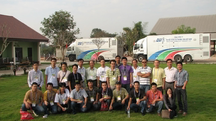 Đoàn phóng viên VTC tác nghiệp tại SEA Games Lào 2009.