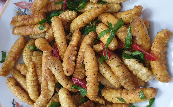 Món ăn tằm lá sắn có hương vị thơm, ngon, bùi. (Ảnh: NVCC).