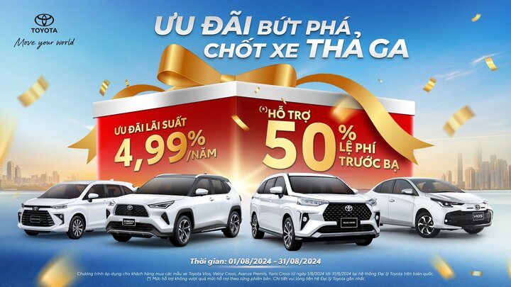 Toyota tặng khách 50% lệ phí trước bạ khi mua xe trong tháng 8 - 2