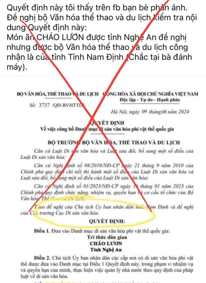 Bộ VHTTDL bác bỏ thông tin 'Cháo lươn Nghệ An' là di sản phi vật thể- Ảnh 1.