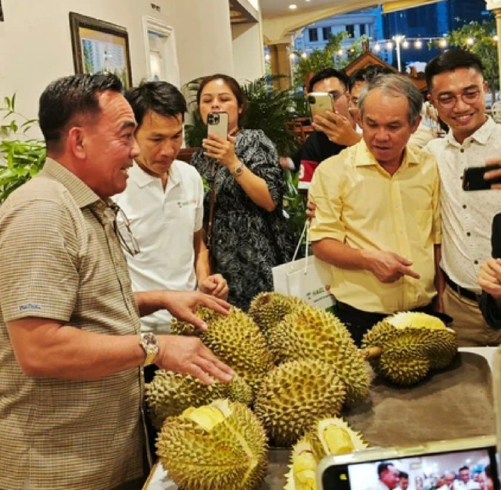 Bầu Đức giới thiệu sầu riêng.