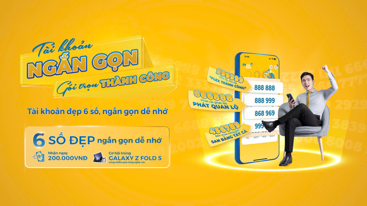 Khách hàng mở tài khoản “Đẹp Như Ý - Số ngắn” có cơ hội trúng Giải Nhất là điện thoại Samsung Galaxy Z Fold5.