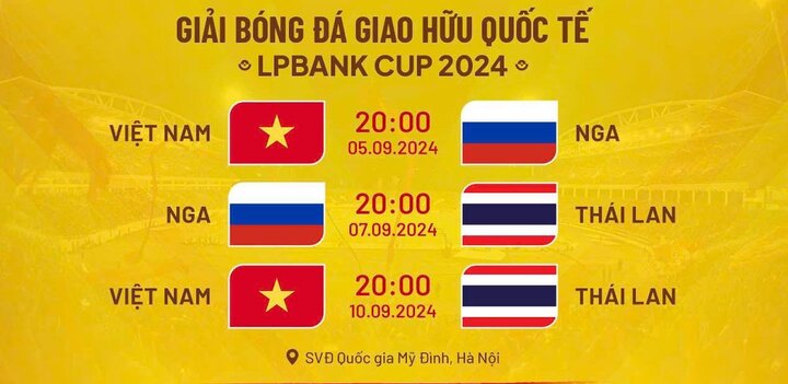 Lịch thi đấu giải giao hữu quốc tế LPBank Cup 2024.