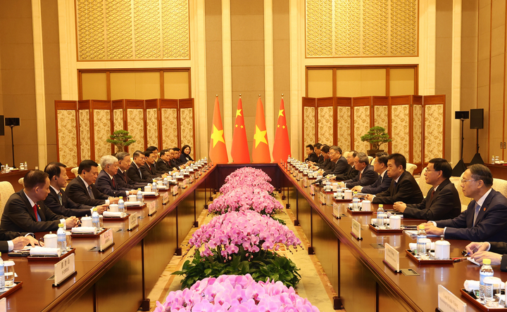 Quang cảnh buổi hội kiến. (Ảnh: TTXVN)