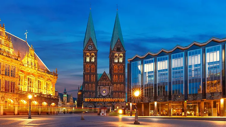 Bremer Marktplatz (Quảng trường chợ Bremen) ở Bremen, Đức.