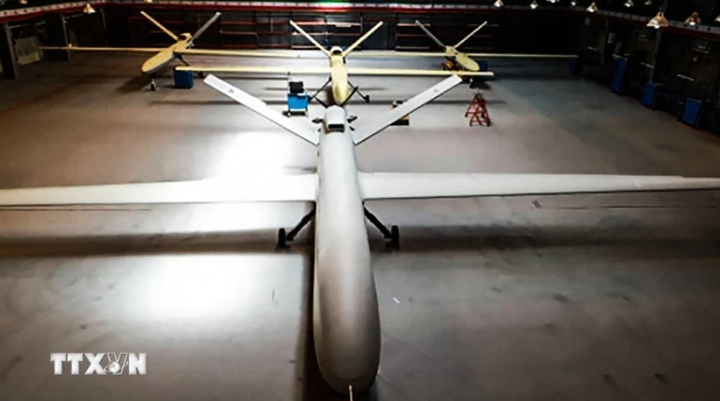 Máy bay không người lái (UAV) mang tên "Gaza" của Iran. (Ảnh: AFP/TTXVN)