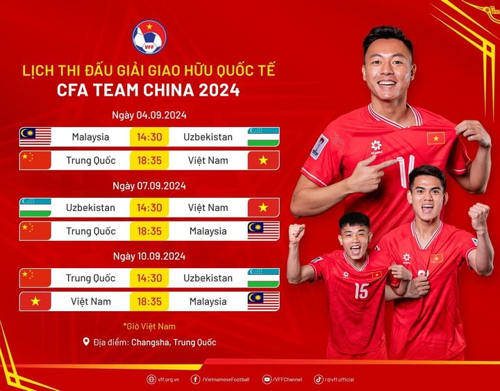 Lịch thi đấu tuyển U22 Việt Nam tại giải CFA Team China 2024.