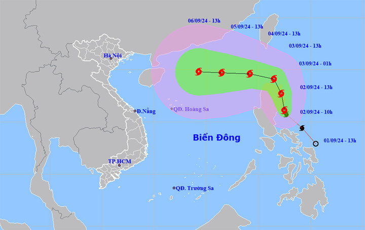 Dự báo đường đi của bão Yagi. (Nguồn: NCHMF)