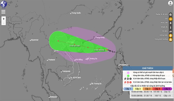 Bão số 3 có thể đạt cấp 15, di chuyển theo hướng Tây Tây Bắc. (Ảnh: NCHMF)